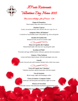 Il Posto Ristorante Valentines Day Menu 2015