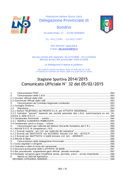 Comunicato Ufficiale N° 32 del 05/02/2015