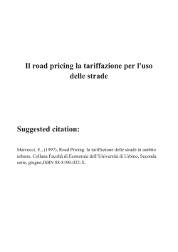 Il road pricing la tariffazione per l`uso delle strade