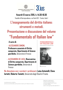 Locandina "Fundamentals of Italian law" 13 marzo 2015