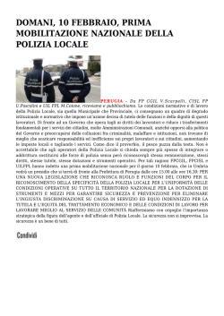 DOMANI, 10 FEBBRAIO, PRIMA MOBILITAZIONE