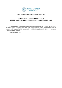 proroga dei termini per l`invio delle dichiarazioni oro riferite a