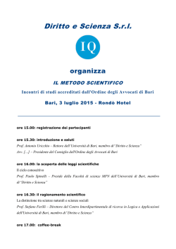 BARI, 3 luglio 2015 - Diritto e Scienza Srl IQ