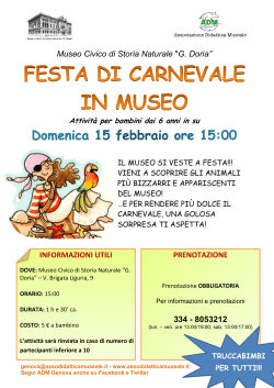 Festa di Carnevale in museo - 15 febbraio ore 15