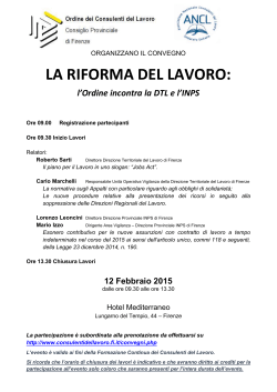 LA RIFORMA DEL LAVORO: - Consulenti del Lavoro di Firenze