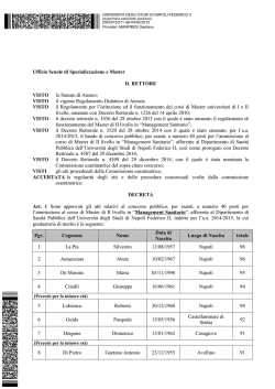 Graduatoria - Universit&agrave; degli Studi di Napoli Federico II