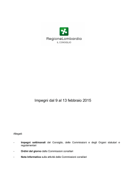 Impegni dal 9 al 13 febbraio 2015