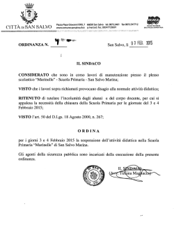 Ordinanza Sindacale n. 1 del 3 febbraio 2015