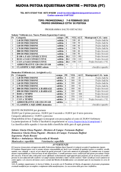 Programma - Centro Ippico Pistoia Equestrian Centre
