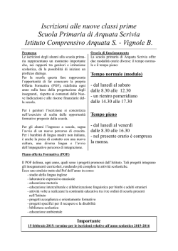 Iscrizioni alle nuove classi prime Scuola Primaria