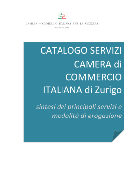 CATALOGO SERVIZI CAMERA di COMMERCIO ITALIANA di Zurigo