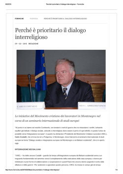 Il dialogo sociale, culturale e interreligioso deve essere il perno di ogni
