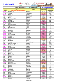 lista iscritti mezza maratona 21 km aggiornata al 4 febbraio 2015