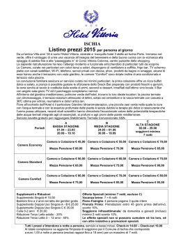 ISCHIA Listino prezzi 2015 per persona al giorno