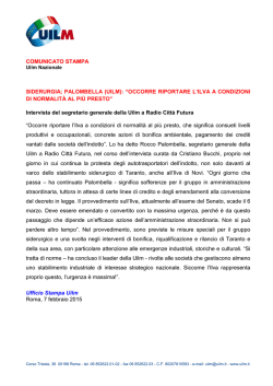 intervista di Rocco Palombella a Radio Citt&agrave; Futura