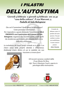 I Pilastri dell`autostima - Associazione Sala Presente