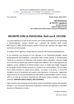 INCONTRI CON LA PSICOLOGA, Dott.ssa B. CICCONI