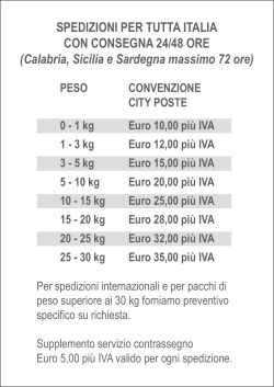 SPEDIZIONI PER TUTTA ITALIA CON CONSEGNA 24/48 ORE