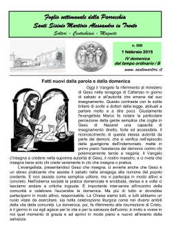 1-8 febbraio 201 - Parrocchia Santi Martiri Anauniesi in Trento Solteri
