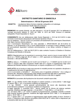 DISTRETTO SANITARIO DI SINISCOLA IL DIRIGENTE
