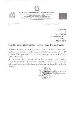 INTERDIZIONE TRAFFICO VEICOLARE (autoveicoli e motoveicoli)