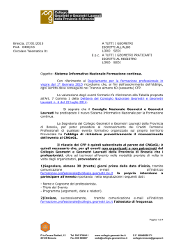 Brescia, 27/01/2015 Prot. 0400/15 Circolare Telematica 01 E p.c. A