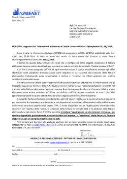 Napoli, 28 gennaio 2015 Prot. N 4/15 Agli Enti associati c.a. Sig