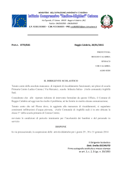 Prot.n. 0770/B35 Reggio Calabria, 28/01/2015 IL DIRIGENTE