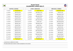 Scuola Tennis CALENDARIO CORSO ADULTI