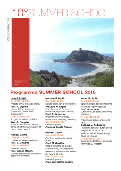 Summer School 2015 - Centro di Collaborazione OMS per l