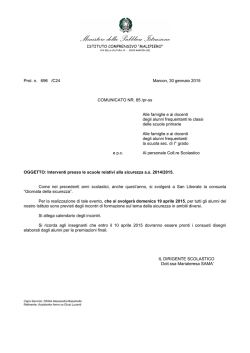 Interventi presso le scuole relativi alla sicurezza a.s. 2014/2015