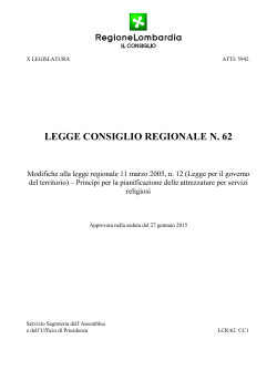 LEGGE CONSIGLIO REGIONALE N. 62