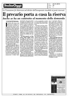 Il precario porta a casa la riserva