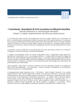 I Commissari straordinari di ILVA incontrano le istituzioni tarantine