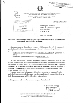 Graduatoria provvisoria permessi diritto allo studio anno solare 2015