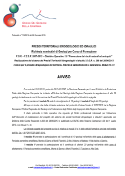 Presidi Territoriali Avvis - Ordine dei Geologi della Campania