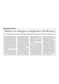 Manca un disegno complessivo di riforma
