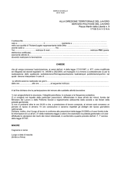 istruzioni minori spettacolo - Ministero del Lavoro e delle Politiche