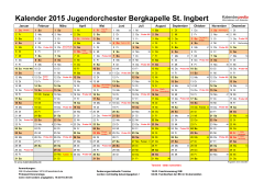 Kalender 2015 Jugendorchester Bergkapelle St. Ingbert