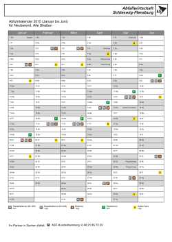 Abfuhrkalender 2015 (Januar bis Juni) für Neuberend, Alle Straßen