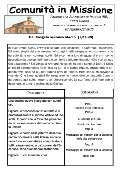 01 FEBBRAIO 2015 - Parrocchia s. Antonio di Padova