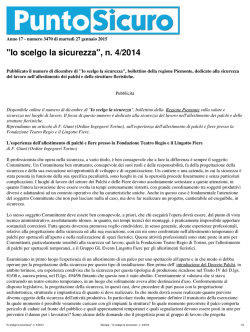 Stampa - "Io scelgo la sicurezza", n. 4/2014