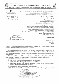 Earsmus+ Workshop formativo docenti ed ATA