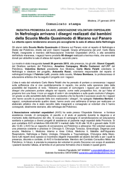 In Nefrologia arrivano i disegni realizzati dai bambini della Scuola