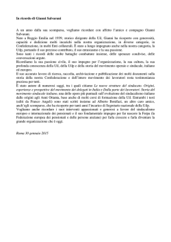 In ricordo di Gianni Salvarani A un anno dalla sua