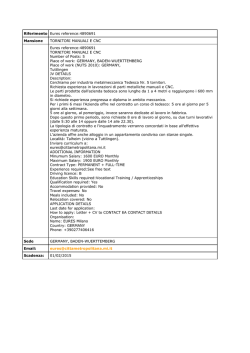 Riferimento Eures reference:4890691 Mansione TORNITORI