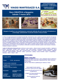 Fiera CREATTIVA a Bergamo Sabato 7 marzo 2015