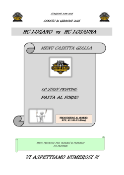 HC LUGANO vs HC LOSANNA VI ASPETTIAMO NUMEROSI !!!