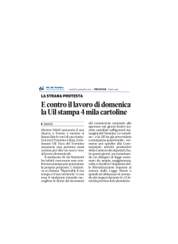 E contro il lavoro di domenica la Uil stampa 4 mila