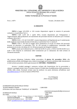 DECRETO PUBBLICAZIONE PUNTEGGI PROVV 2014